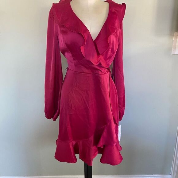 London Time Red Ruffle Dress Sz 6 P NWT - Picture 1 of 8
